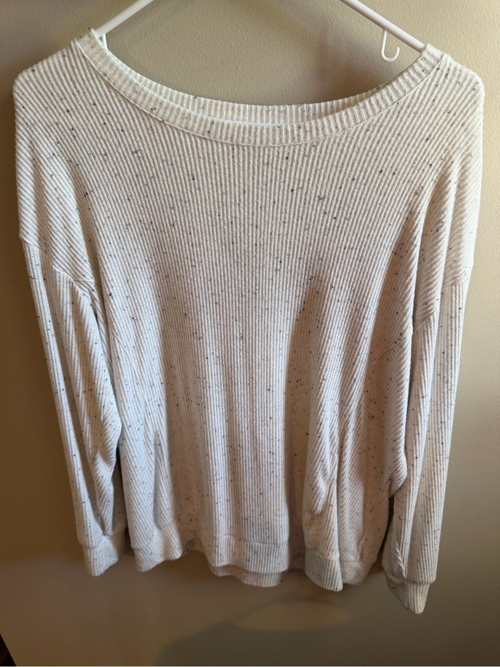 Maurices Cream Speckled Ribbed Crewneck Sweater